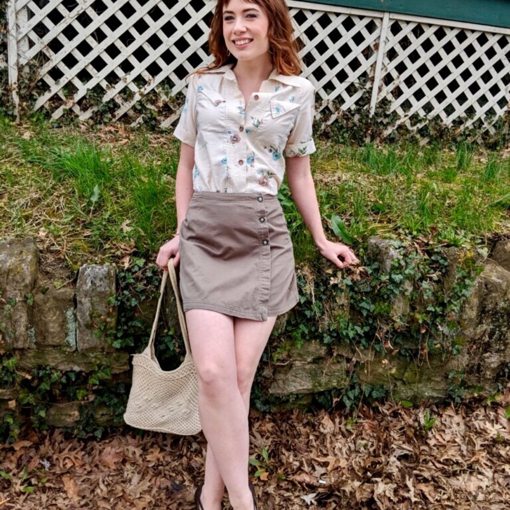 Vintage 1990's Military Green Mini Skirt